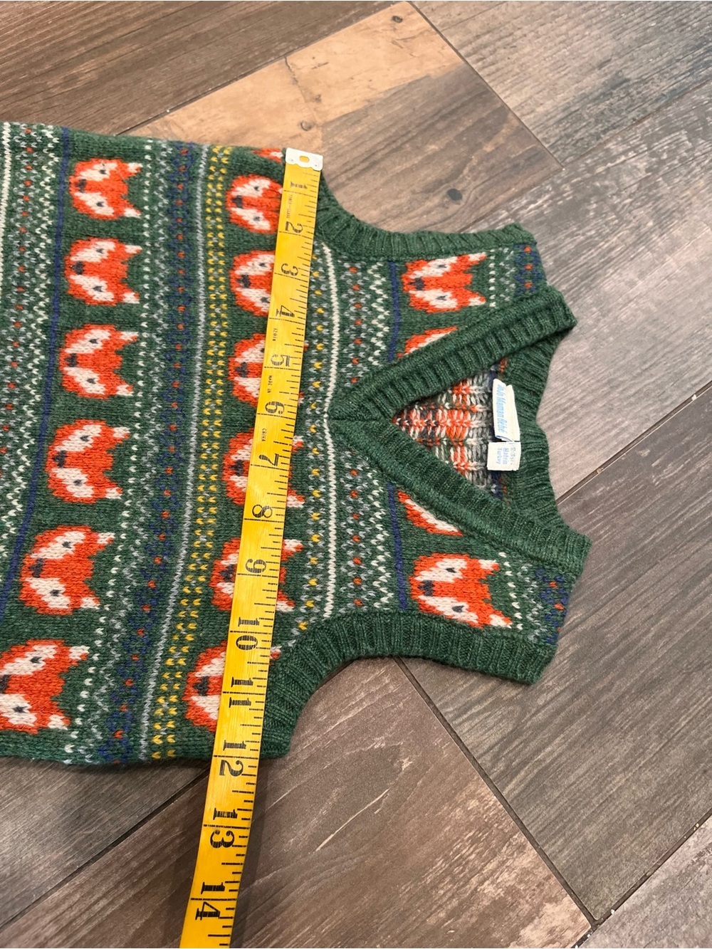 JoJo Maman Bebe Boys 2-3 Y Fair isle Green Fox Sweater Lambswool Knit Sweater - Picture 4 of 6